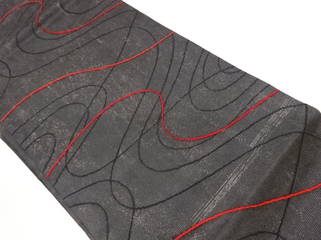 JAPANESE NAGOYA OBI FOR SUMMER / WOVEN WAVY STRIPE